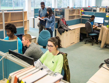 Postgraduate students studying in the post graduate study room 